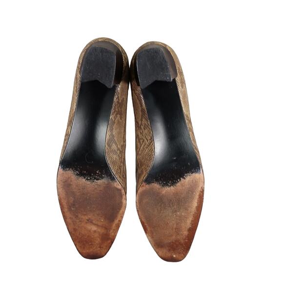 Stuart Weitzman Shoes Womens 9 Pumps Snakeskin Print Leather Fashion Heels Brown - Picture 13 of 14